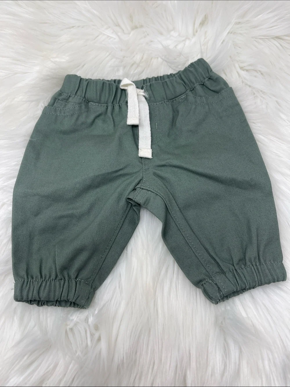 Carter's Green Joggers with Beige Plaid Button-Up Set